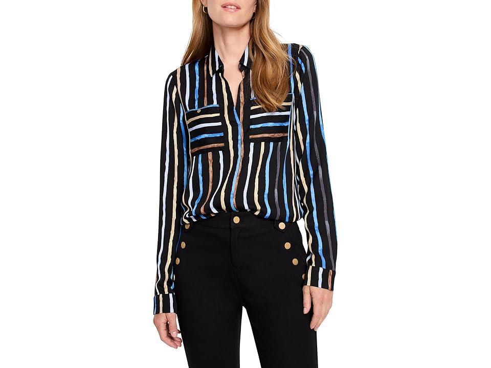 NIC+ZOE Painted Stripe Onyx Top Multi) Women's Clothing Product Image