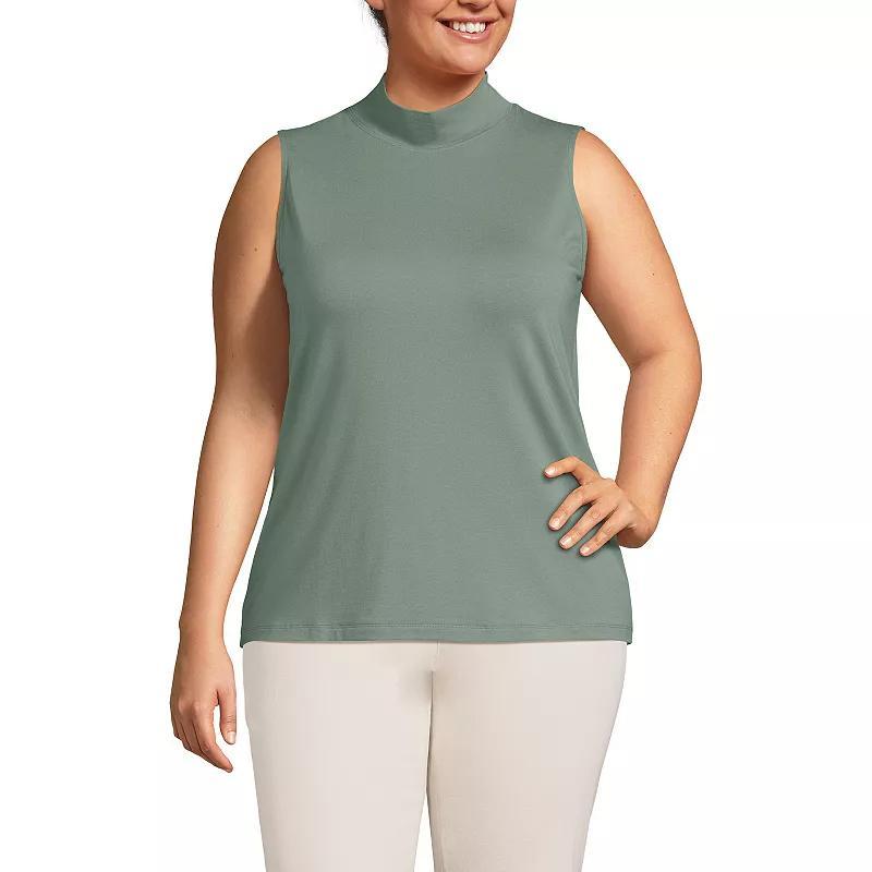 Plus Size Lands End Sleeveless Mock Neck Tank Top, Womens Product Image