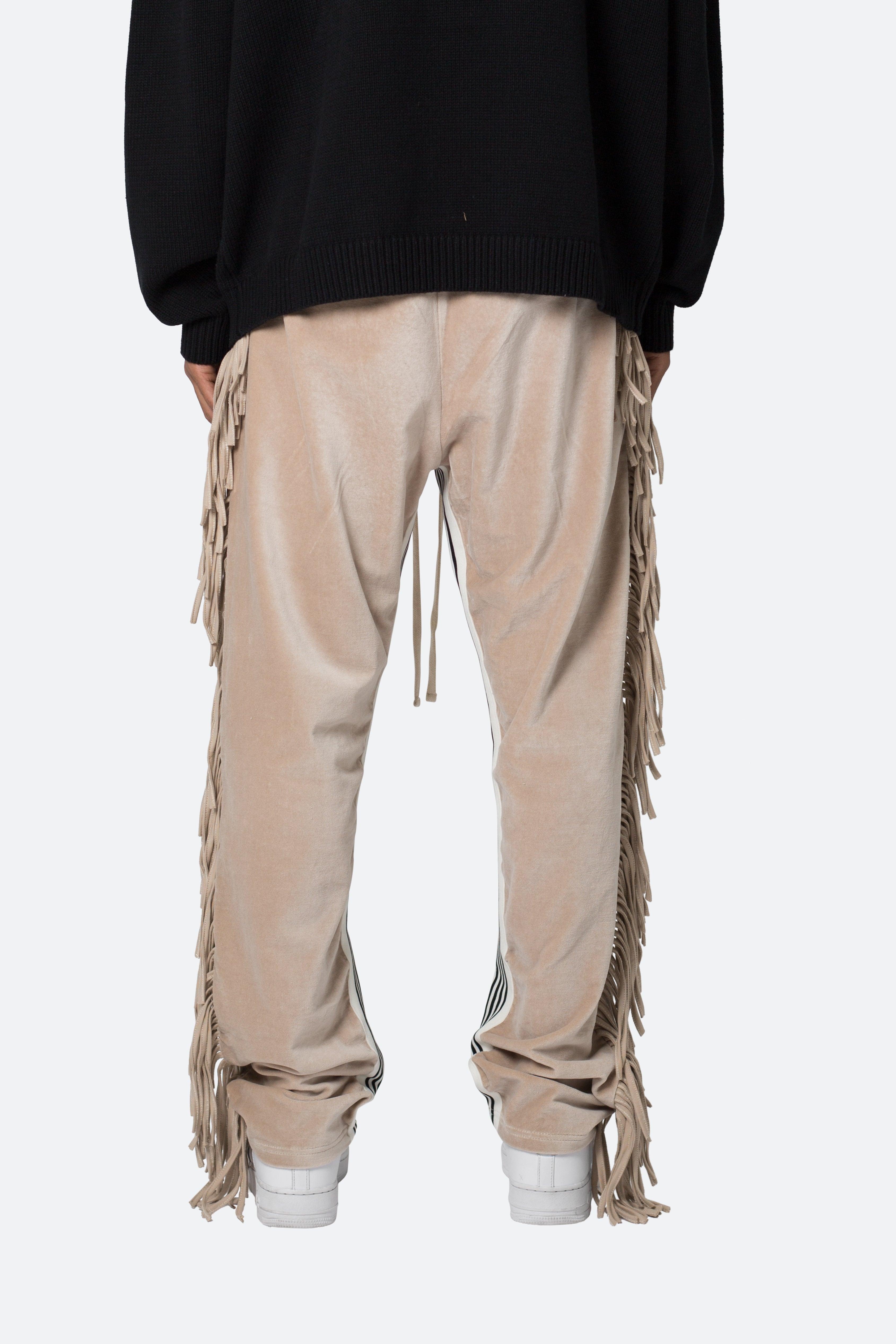 Fringe Velour Sweatpants - Dust Product Image