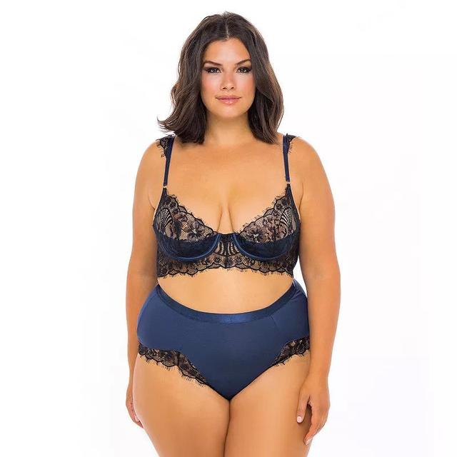 Plus Size Oh La La Cheri Lace Shelf Bra & High Waist Matching Panty Set 40-11425X, Womens Product Image