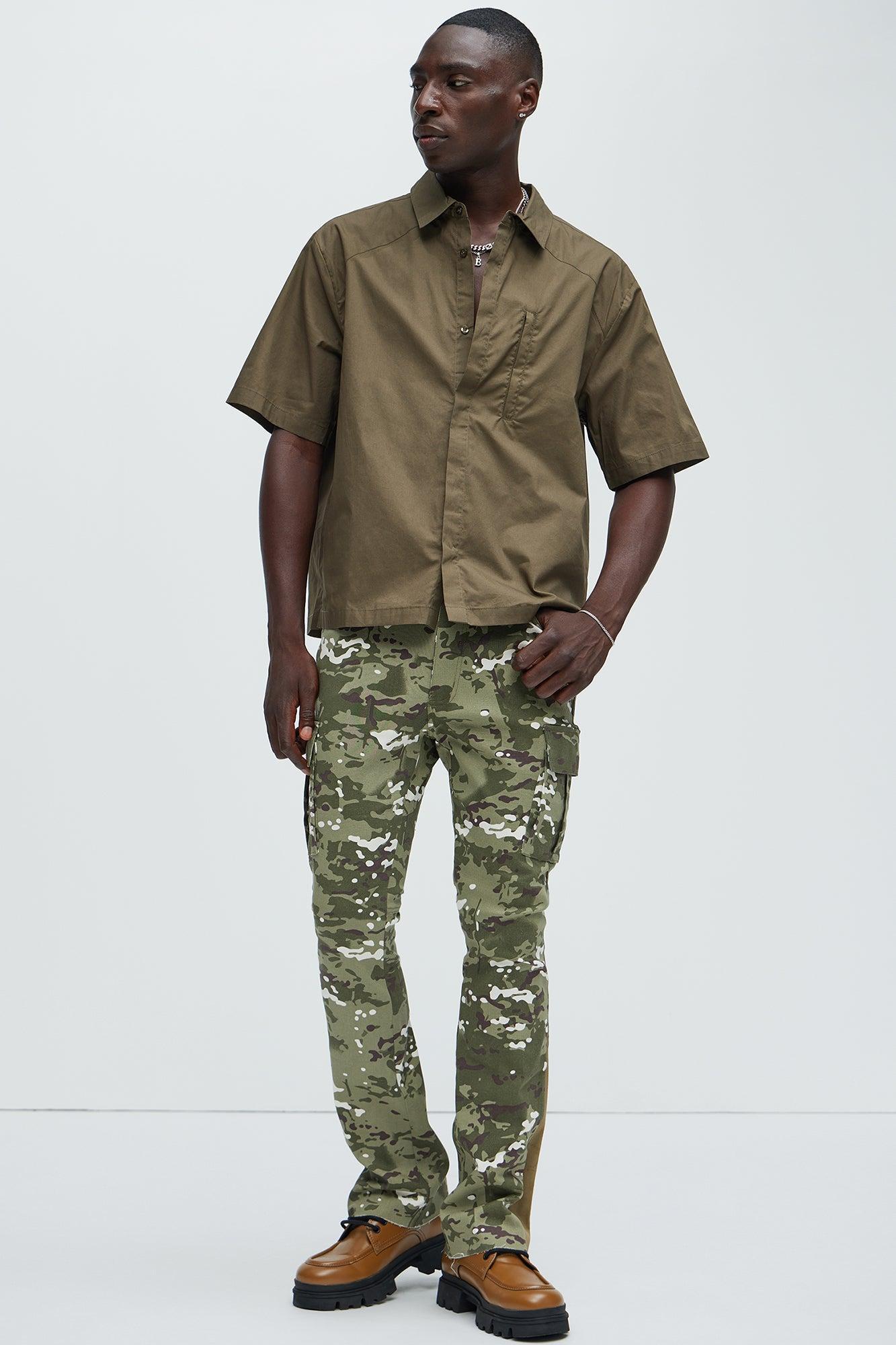 All Over Print Stacked Twill Flare Pant - Camouflage Product Image