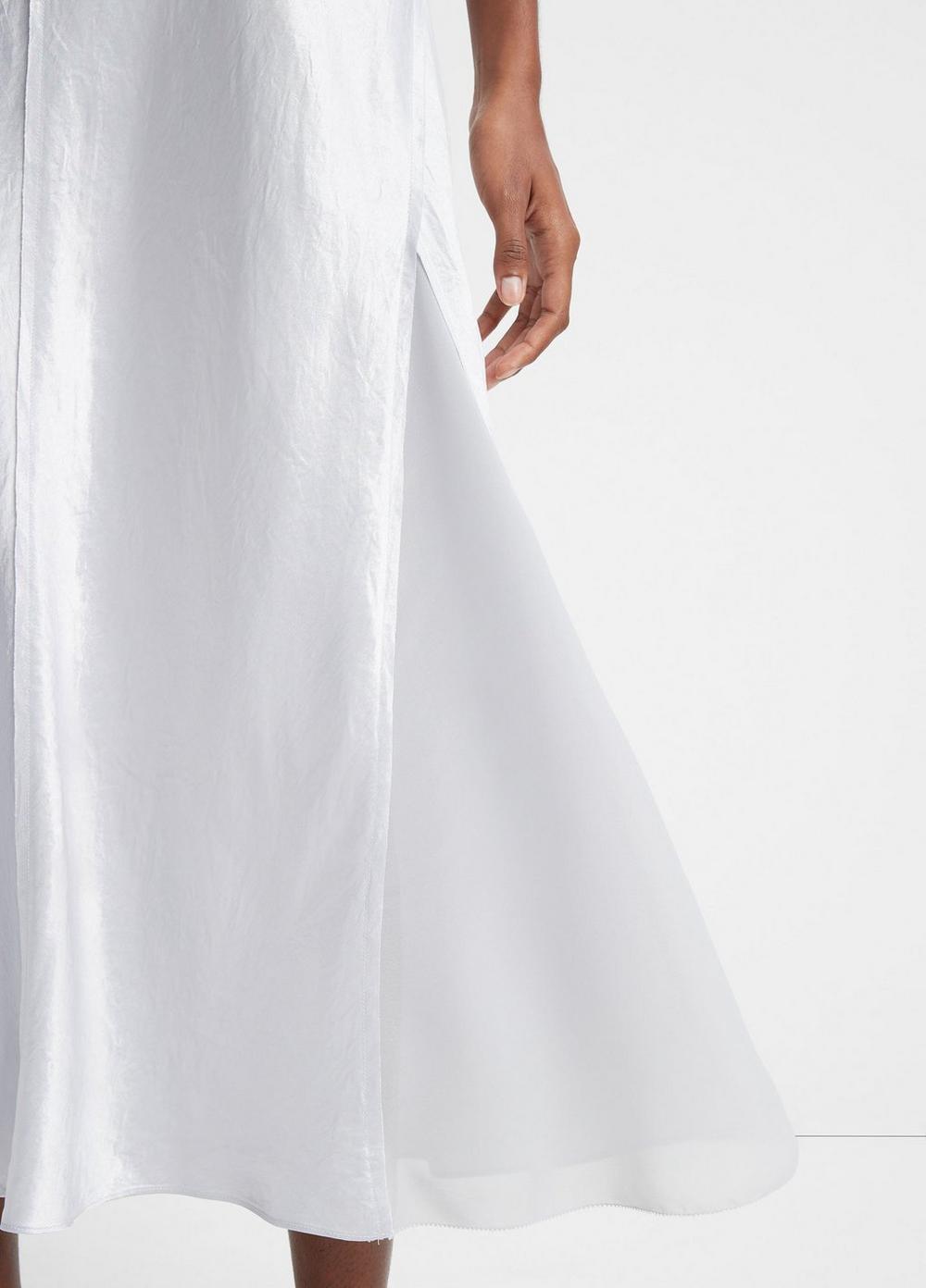 Satin Sheer-Paneled Slip Skirt Product Image