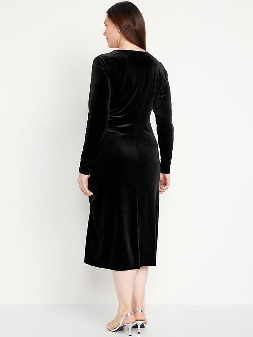 Ruched Velvet Midi Dress Product Image