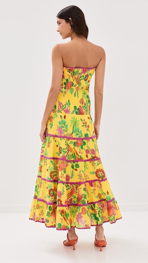 FARM Rio Delicate Fruit Garden Yellow Smocked Maxi Dress | Shopbop Product Image