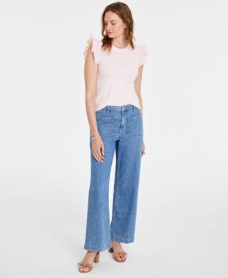 On 34th Womens Ruffle Sleeve Top Patch Pocket Wide Leg Jeans Stackable Bracelets Created For Macys Product Image