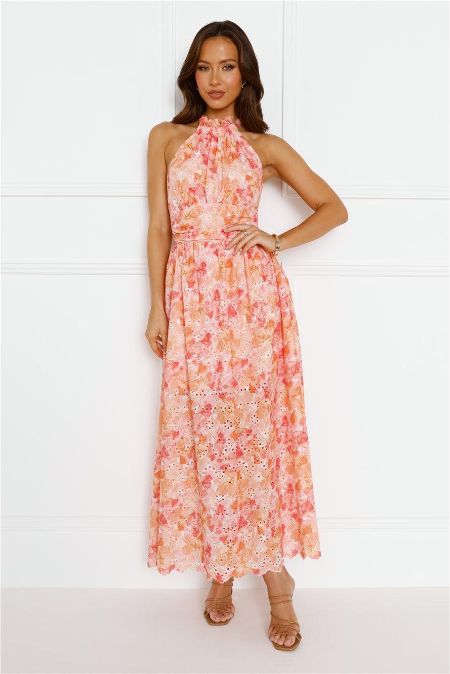 Sun Setting Halter Maxi Dress Orange Product Image