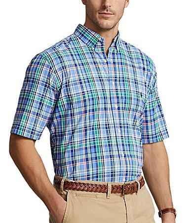 Polo Ralph Lauren Big  Tall Classic Fit Plaid Performance Stretch Short Sleeve Twill Woven Shirt Product Image