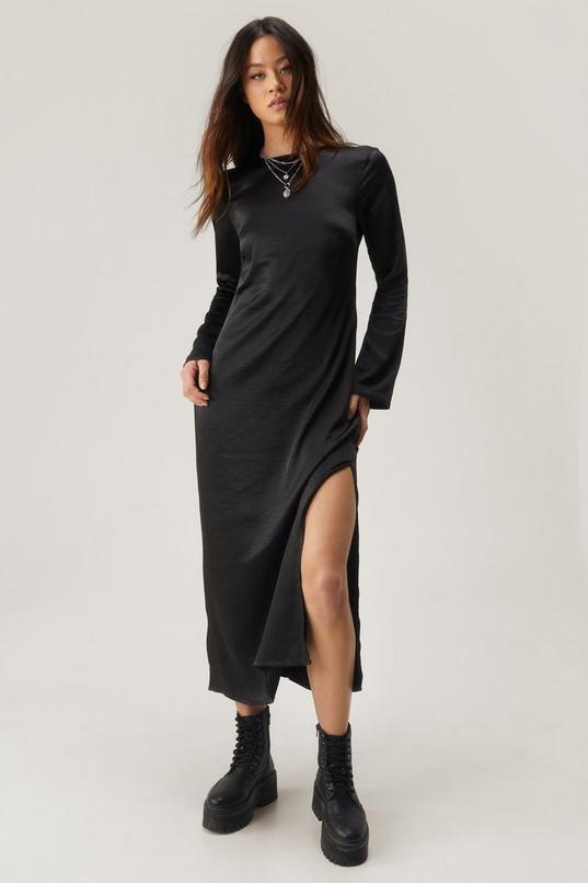 Textured Satin Column Midi Dress product image