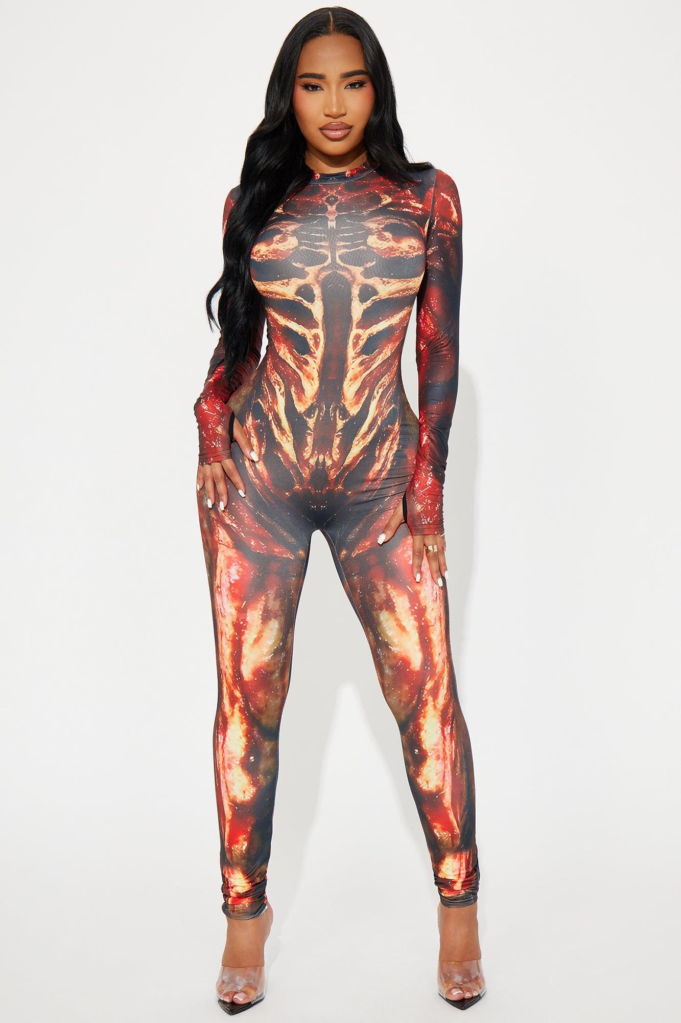 Bloody Scene Horror Print Jumpsuit Costume - Red/combo Product Image