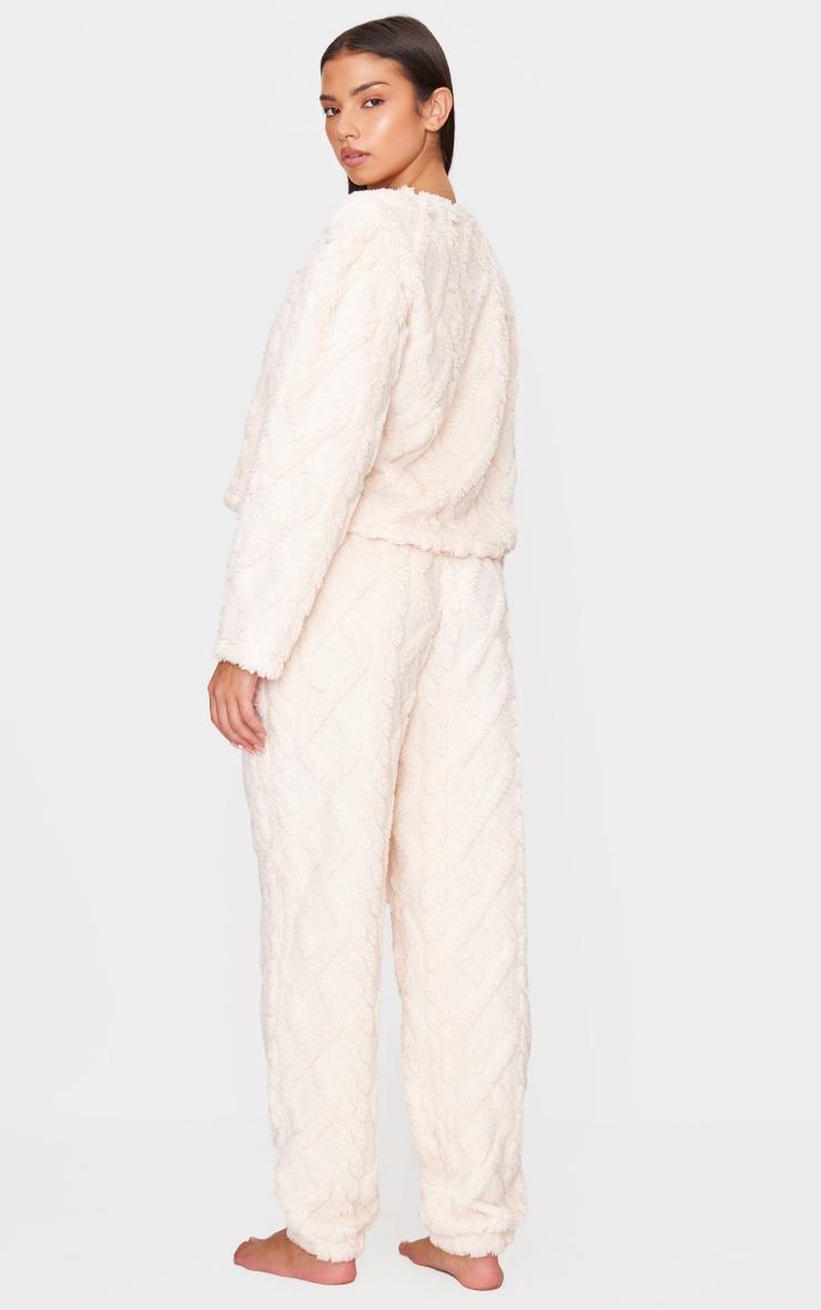 Cream Cable Fleece Long Pj Set Product Image