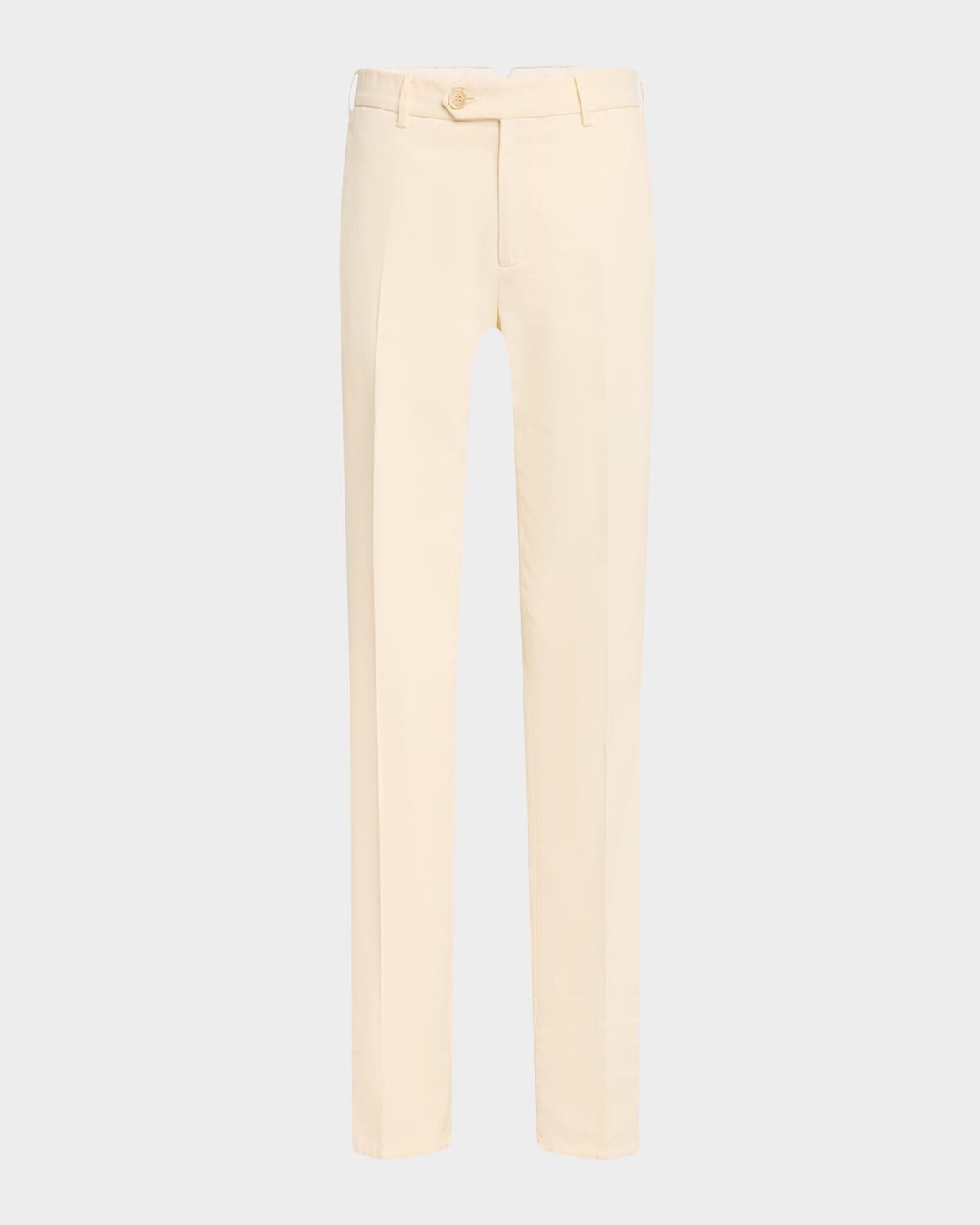 Mens Garment Dyed Italian Fit Trousers in Twisted Cotton Gabardine Product Image