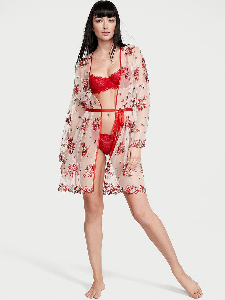 Floral Embroidery Sheer Mesh Robe Product Image