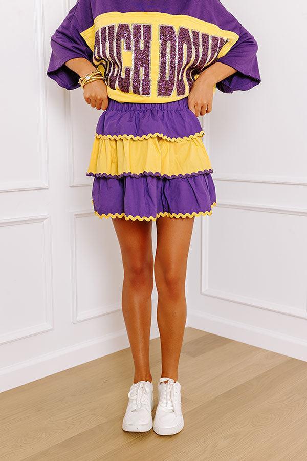 Tailgate Cutie High Waist Tiered Mini Skirt in Purple Product Image