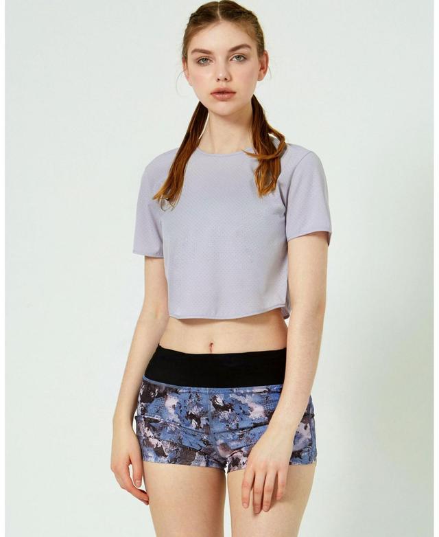 Echo Laser Cut Mesh Crop Tee for Women Product Image