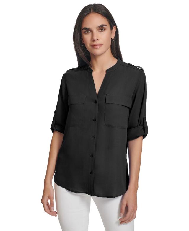 Women's Roll-Tab Sleeve Button Down Shirt Product Image