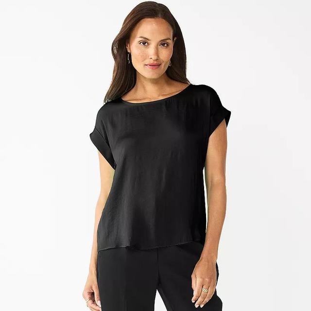 Petite Nine West Short Sleeve Silky Tee, Womens Product Image