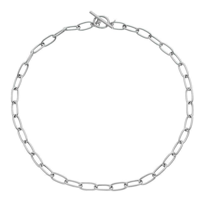 Sterling Silver Oval Link Toggle Chain Necklace, Womens Silver Tone Product Image