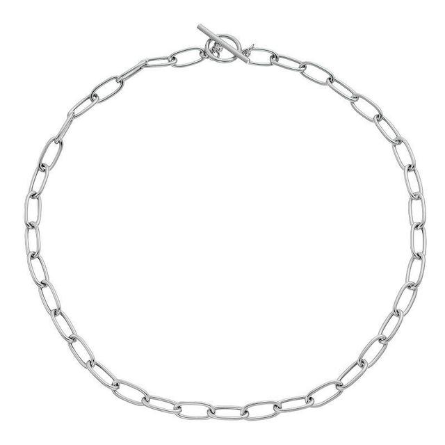 Sterling Silver Oval Link Toggle Chain Necklace, Womens White Product Image