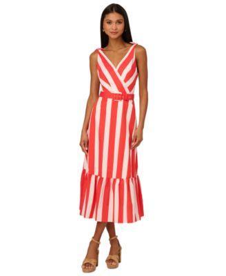 Adrianna by Adrianna Papell Womens Striped Midi Dress - Red Product Image