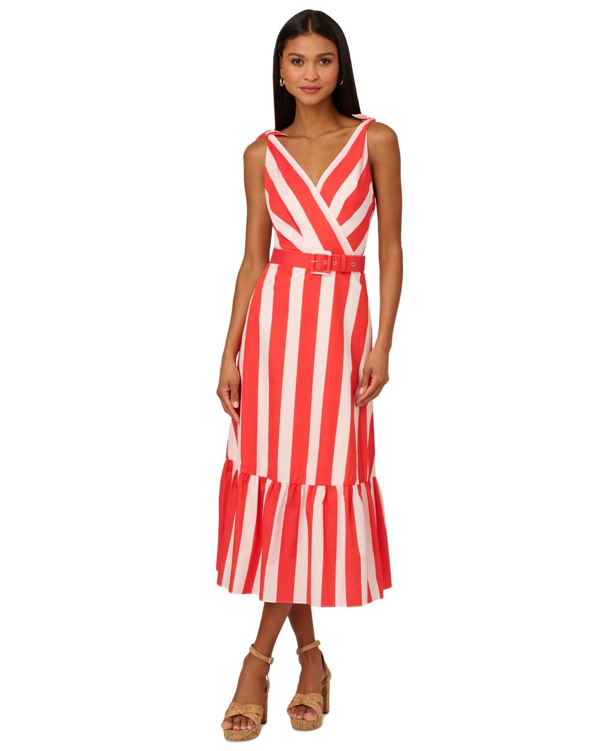 Adrianna by Adrianna Papell Womens Striped Midi Dress - Red Product Image