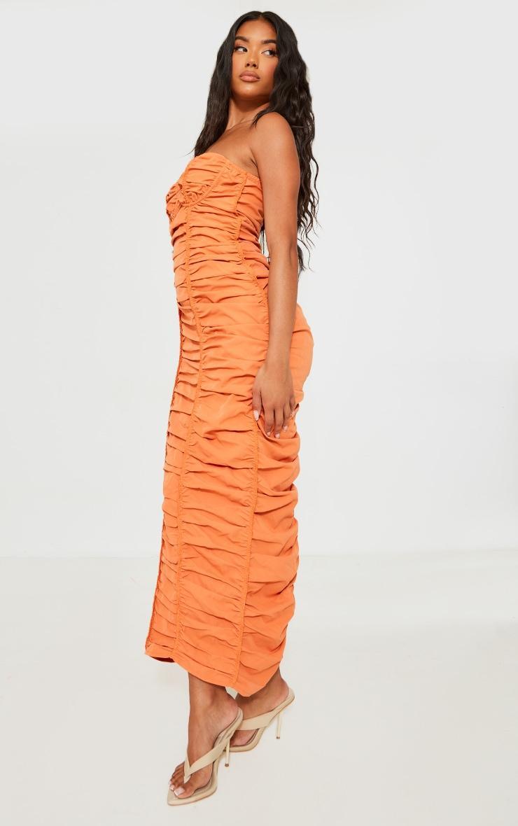 Orange Ruched Underwired Strappy Back Midaxi Dress Product Image