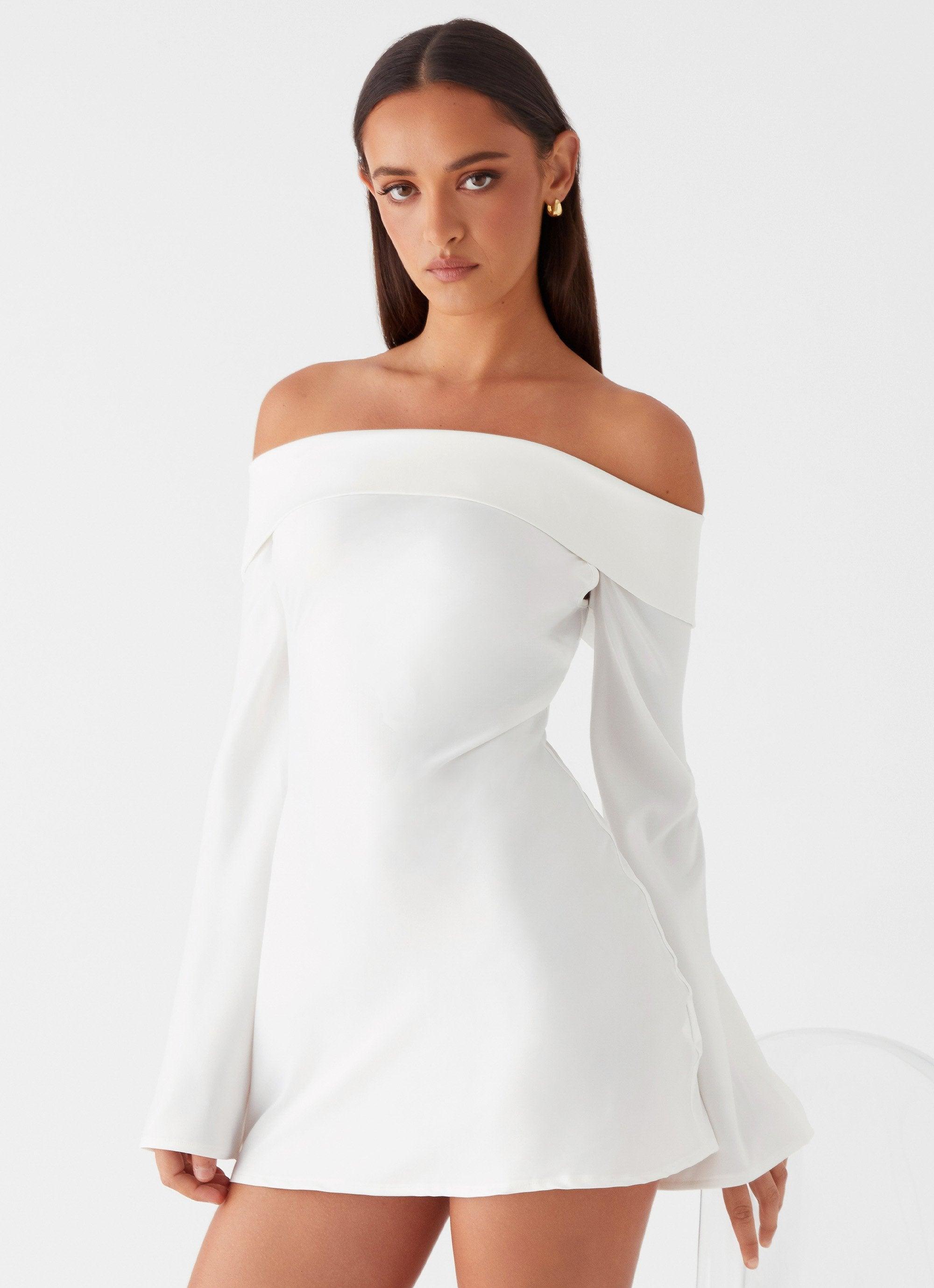 Lumina Long Sleeve Mini Dress - White Product Image