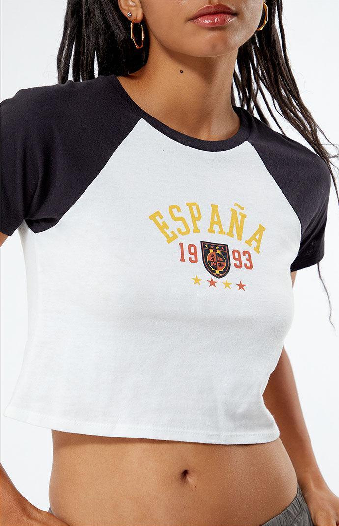 Golden Hour Women's Espana Sport Raglan T-Shirt in White/Black - Product Image