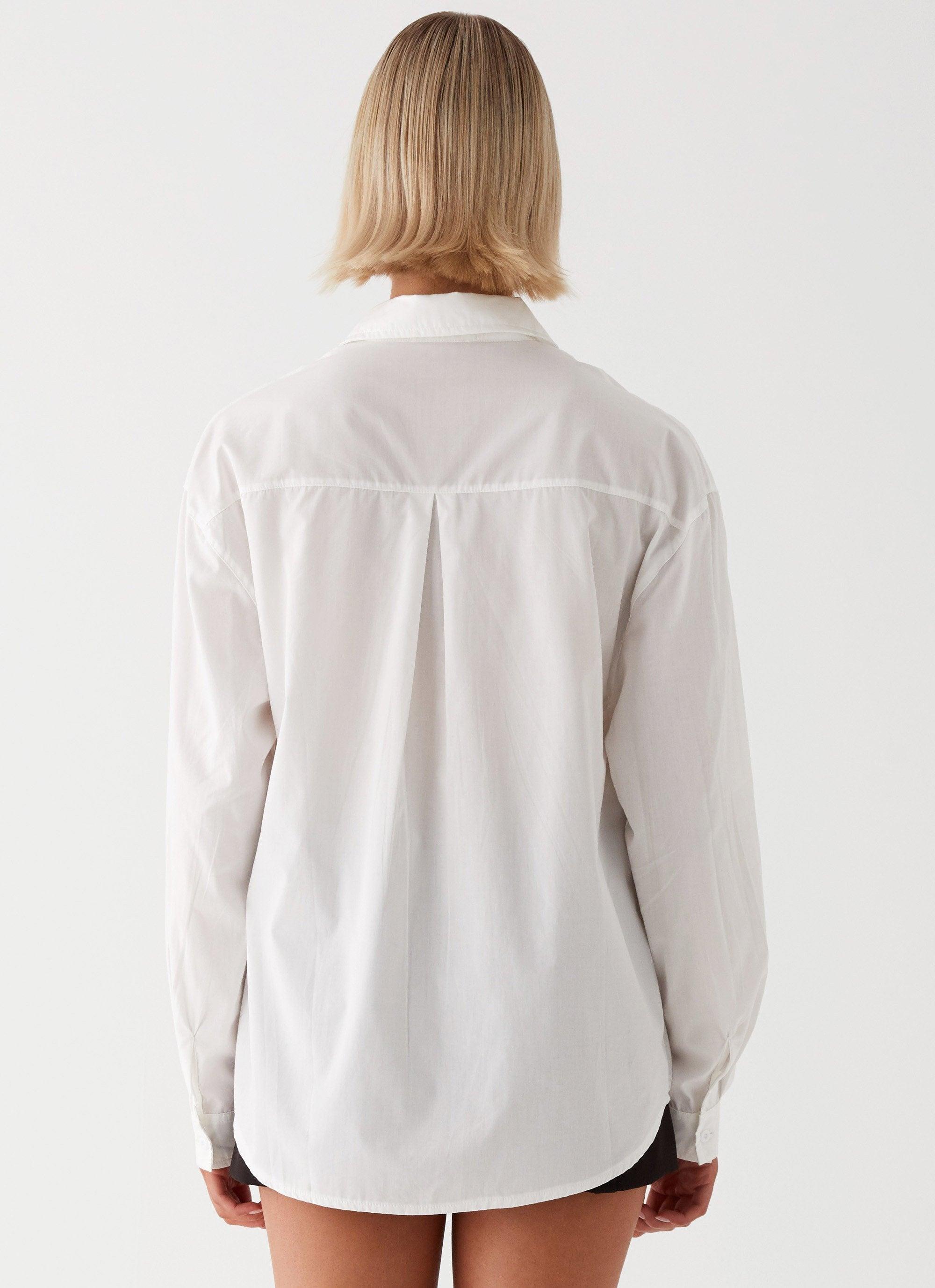 Laurel Long Sleeve Oversized Shirt - White Product Image