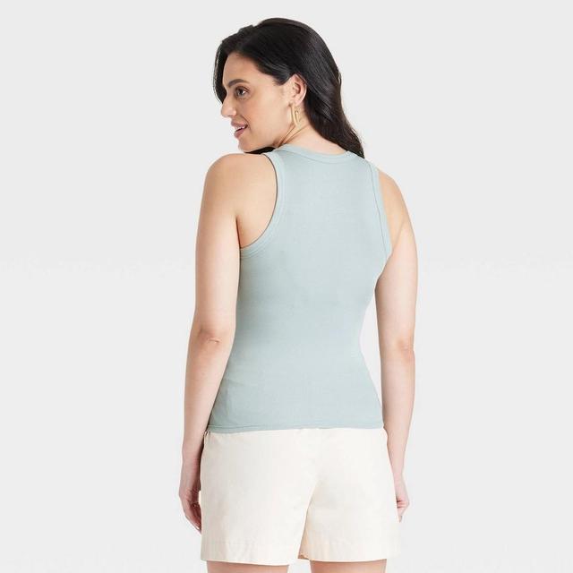 Womens Slim Fit Ribbed Tank Top - A New Day Light Blue XS Product Image