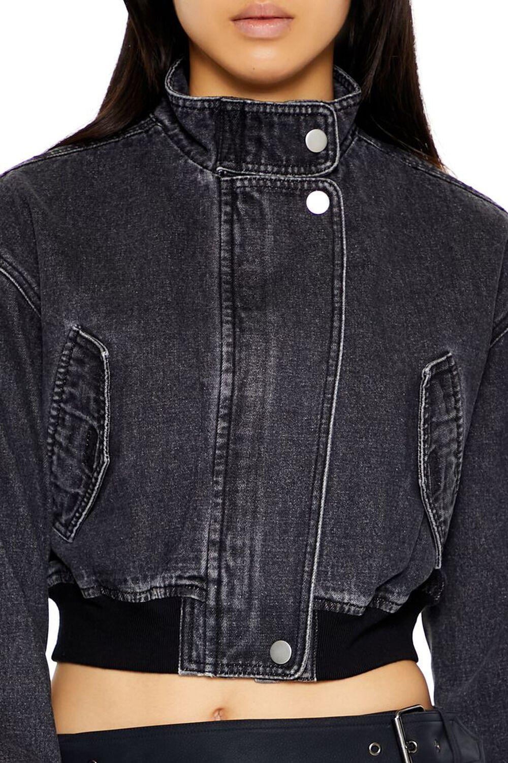 Cropped Denim Bomber Jacket | Forever 21 Product Image