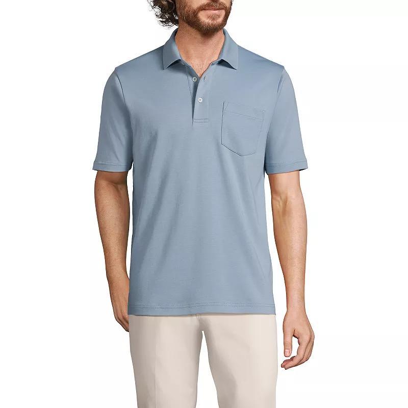 Mens Lands End Super Soft Supima Pocket Polo Green Product Image