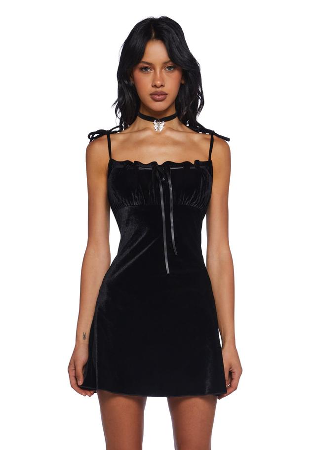 Current Mood Satin Ribbon Velvet Ruched Bust Mini Dress Product Image