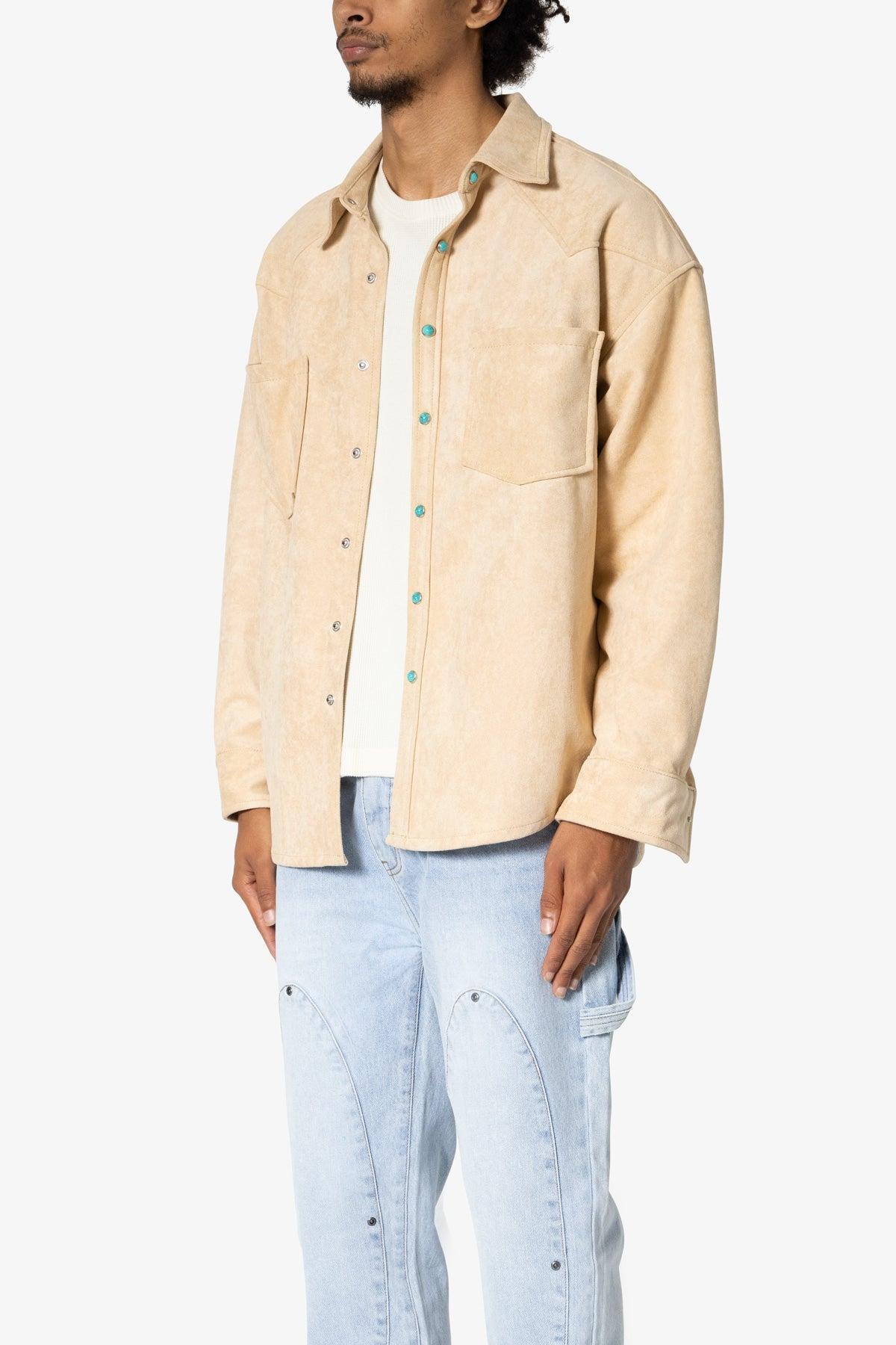 Sand Suede Button Up Jacket - Tan Product Image