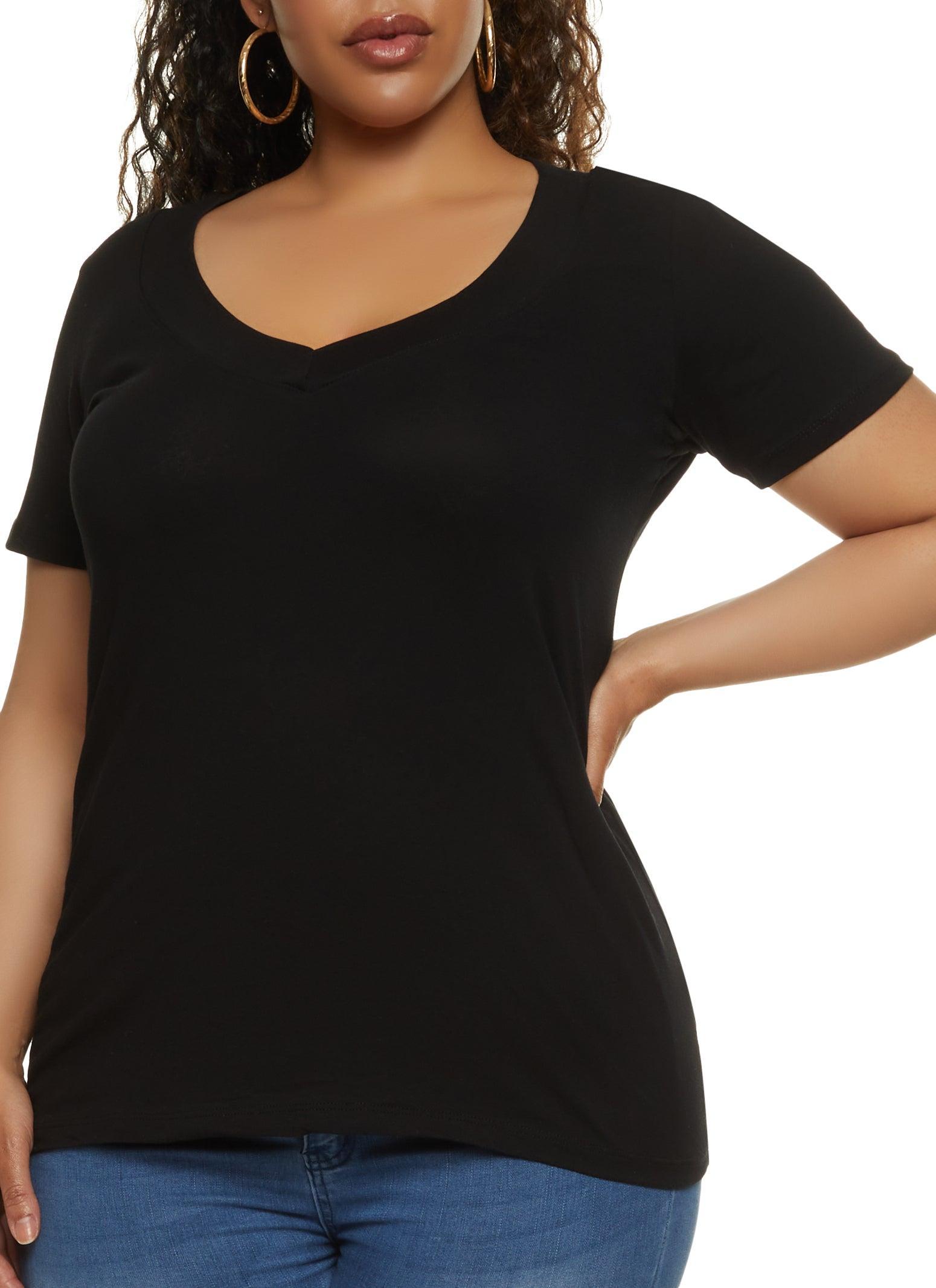 Womens Plus Size Basic V Neck Tee Product Image