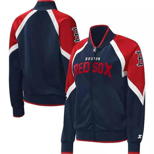 Womens Starter Navy Cleveland Guardians Touchdown Raglan Full-Zip Track Jacket Product Image