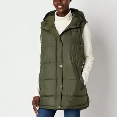 St. John's Bay Hooded Womens Puffer Vest Product Image