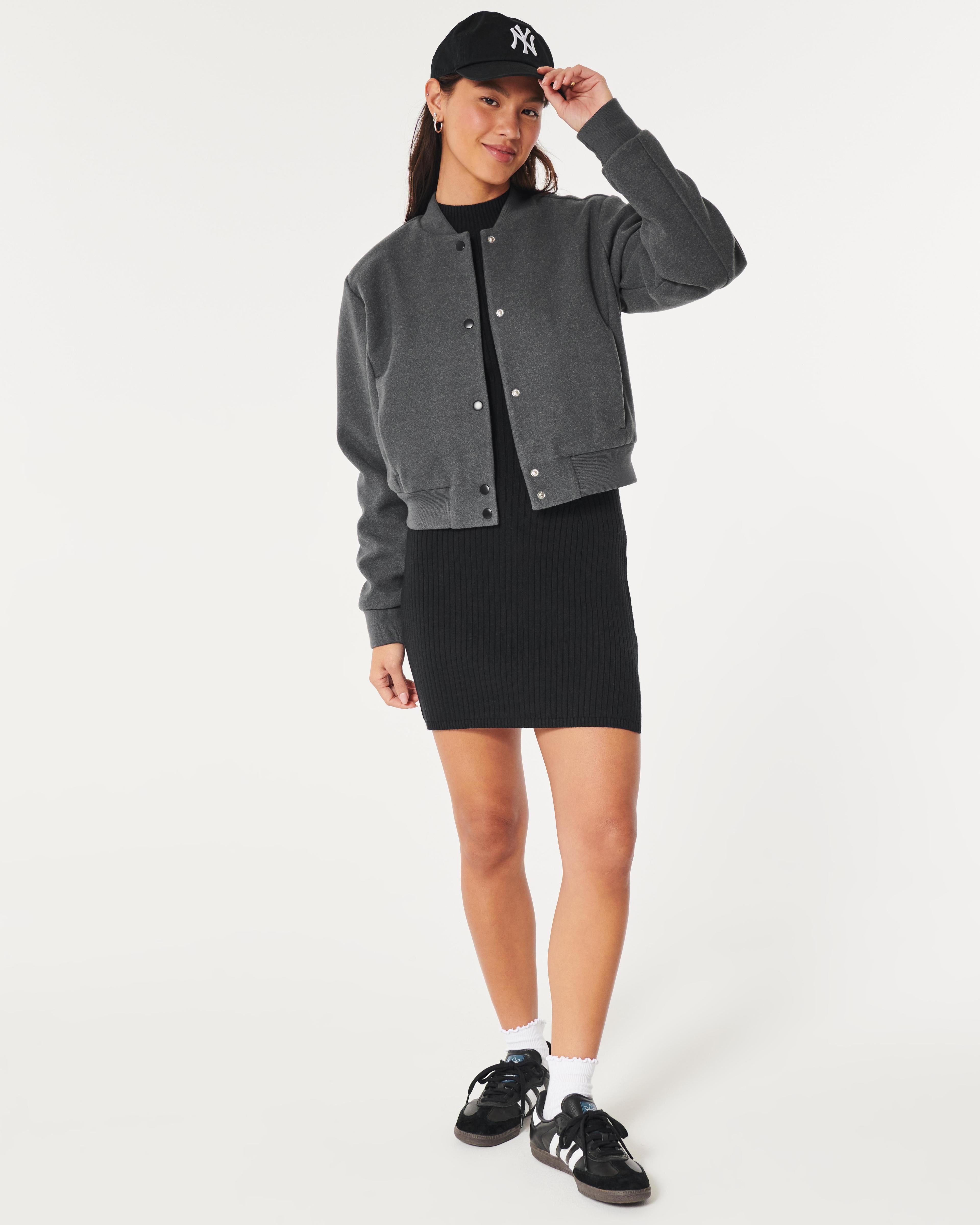 Faux Wool Bomber Jacket Product Image