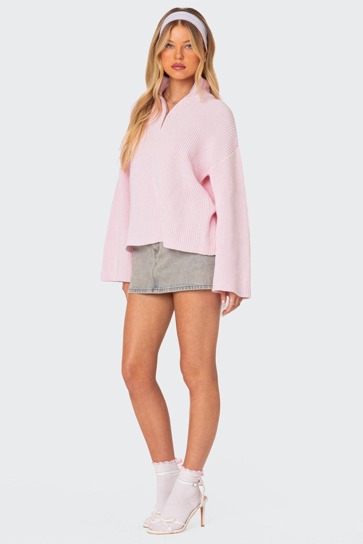 Amour High Neck Oversized Zip Sweater Product Image