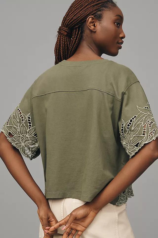 By Anthropologie Boxy Cutwork Tee Product Image