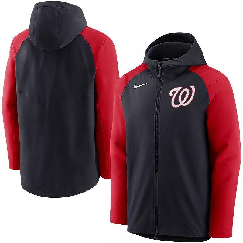 Mens Nike /Red Washington Nationals Authentic Collection Performance Raglan Full-Zip Hoodie Blue Product Image