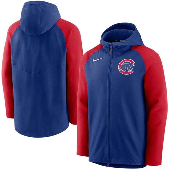 NIKE Men's  Royal, Red Chicago Cubs Authentic Collection Performance Raglan Full-zip Hoodie In Royal,red Product Image