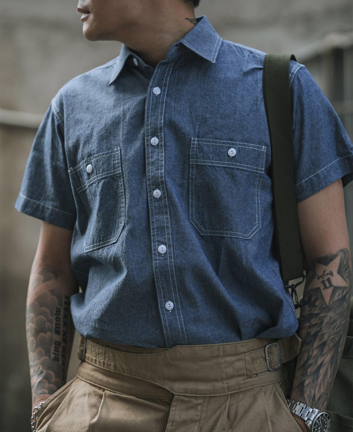 Chambray Short Sleeve Work Shirt Product Image