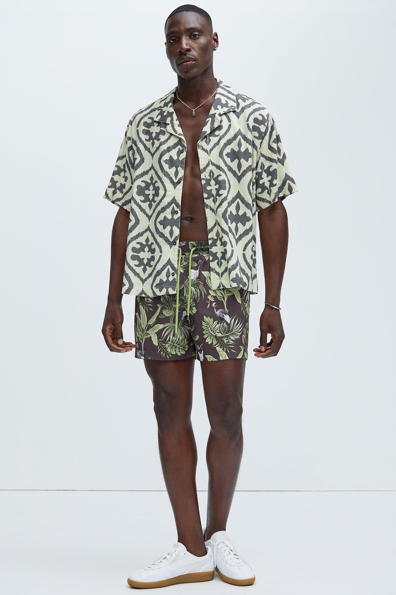 In Paradise Swim Trunks - Green/combo Product Image