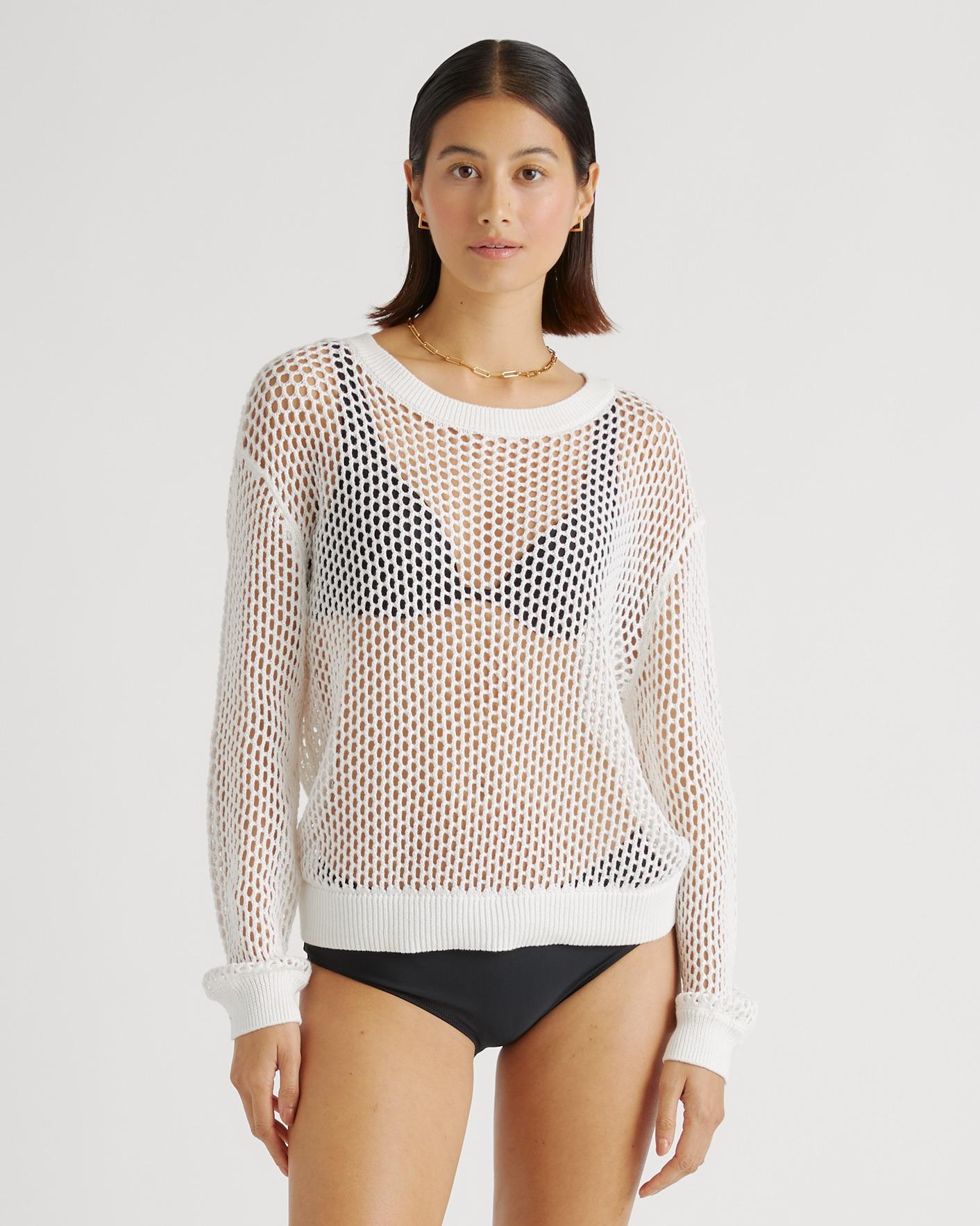 100% Organic Cotton Open-Knit Cover-Up Crew Product Image