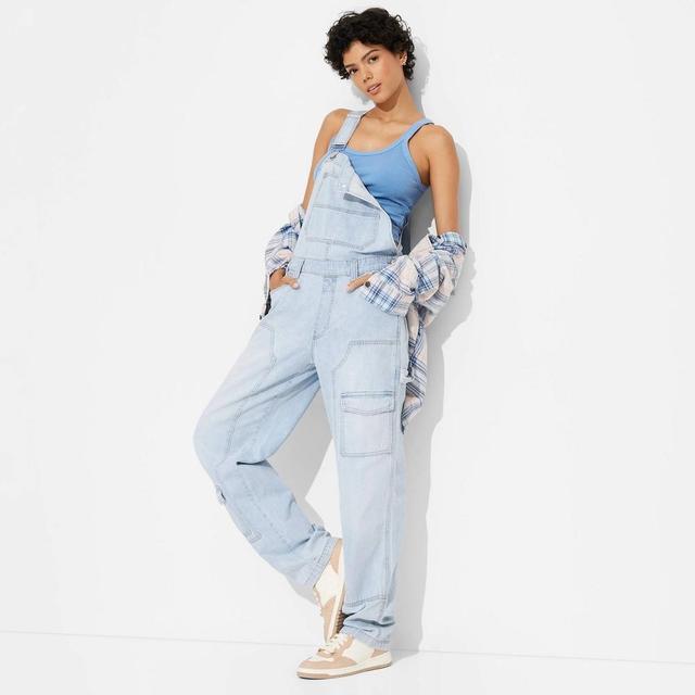 Womens Baggy Overalls - Wild Fable Light Wash XL Product Image