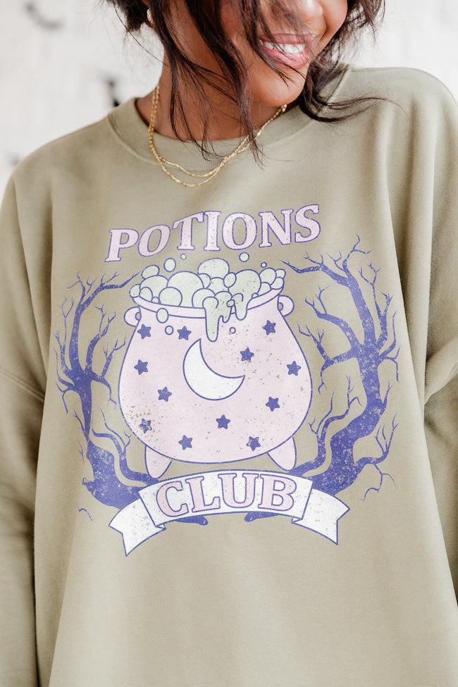 Potions Club Olive Oversized Graphic Sweatshirt Product Image