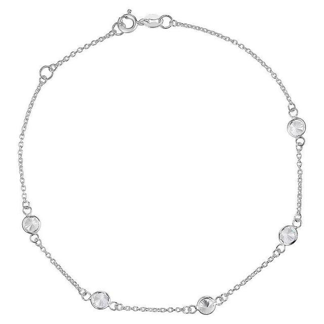 Primrose Sterling Silver Cubic Zirconia Anklet, Womens Silver Tone Product Image