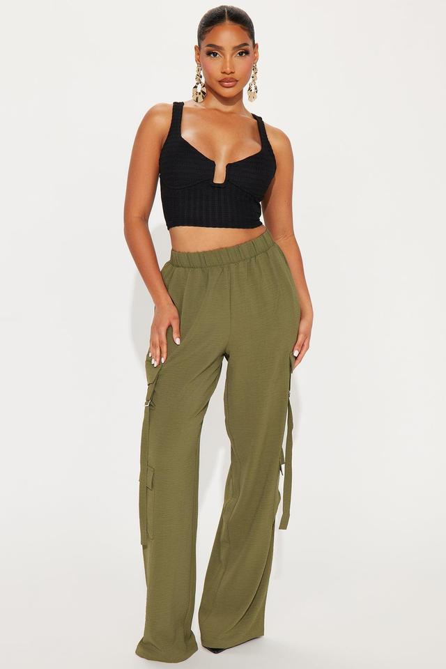 Fallin' For You Wide Leg Cargo Pant - Olive Product Image