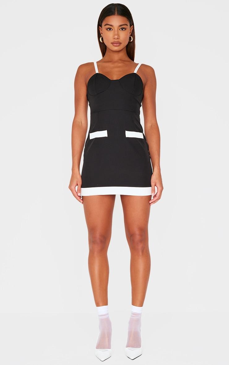 Black Contrast Pocket Detail Mini Dress Product Image