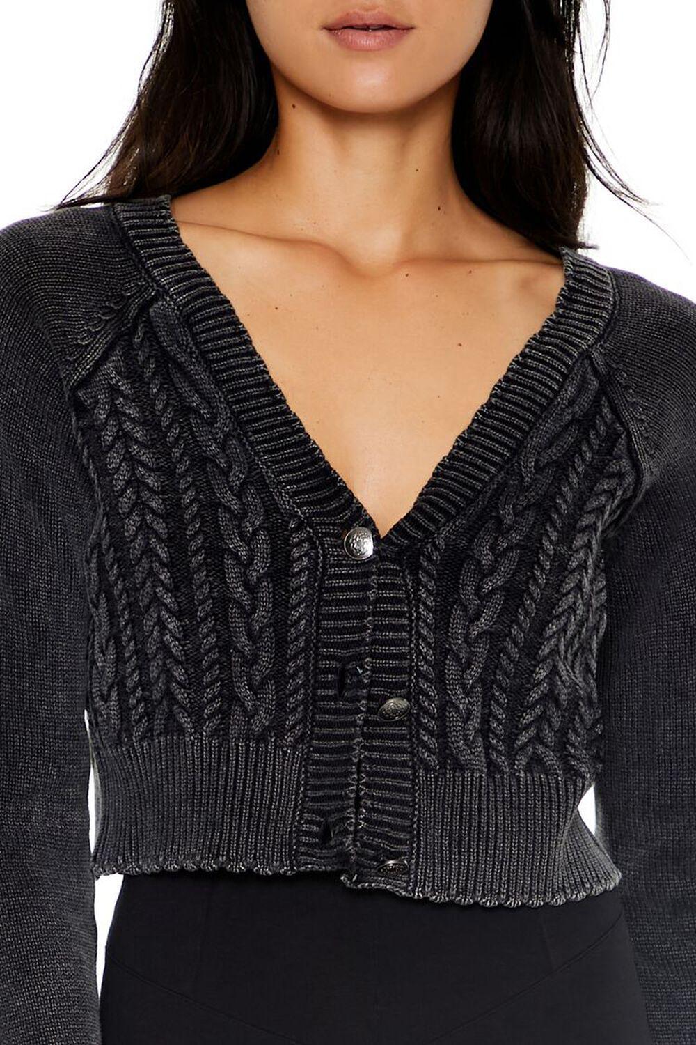 Cropped Mineral Wash Cardigan Sweater | Forever 21 Product Image